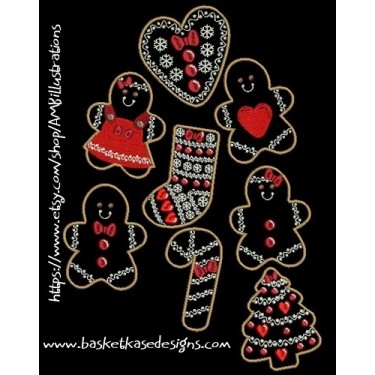 APPLIQUE GINGER COOKIE SET (SET OF 8)