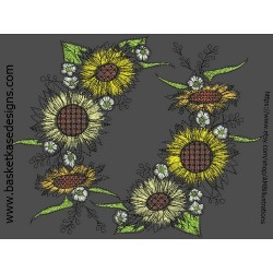 SUNFLOWER SKETCH WREATH COLORIZED
